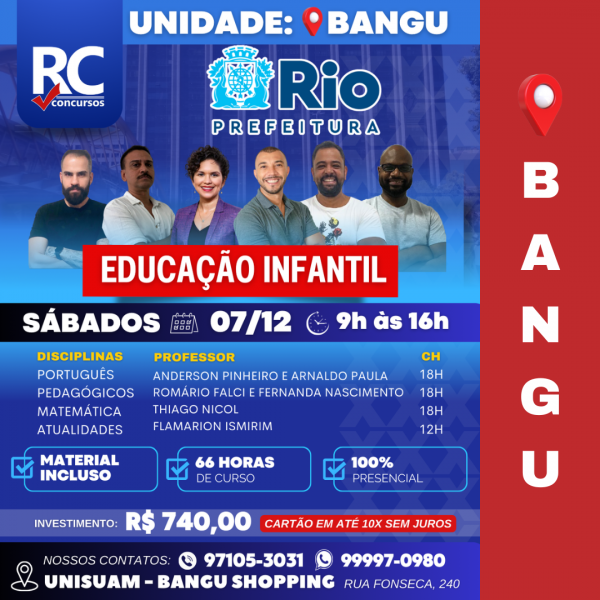 MAGISTÉRIO - ED. INFANTIL (SÁBADOS) BANGU  - UNIDADE BANGU - PRESENCIAL