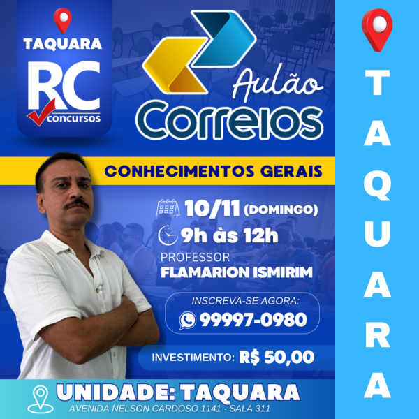 AULÃO CORREIOS | CONHEC. GERAIS (TAQUARA)  - UNIDADE TAQUARA - PRESENCIAL